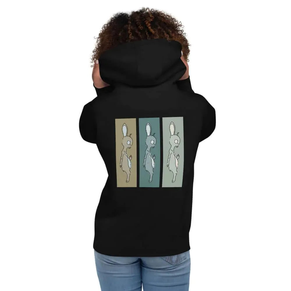 Death Bunny Unisex Graphic Hoodie sweatshirt Humor Halloween triptych art Rebel Girl Rampage
