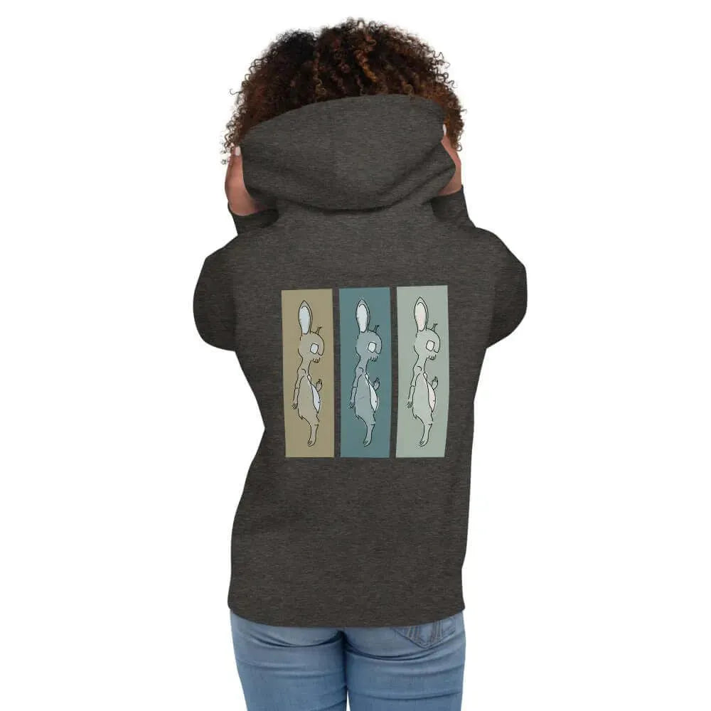 Death Bunny Unisex Graphic Hoodie sweatshirt Humor Halloween triptych art Rebel Girl Rampage