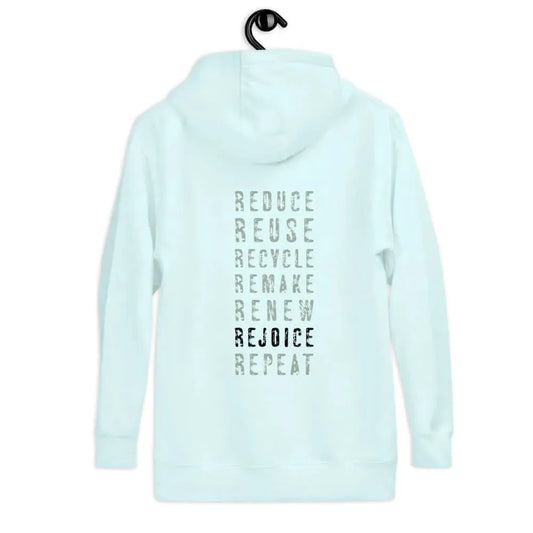 Re-Philosophy Unisex Hoodie, reduce reuse recycle eco conscious graphic art messaging, Rebel Girl Rampage