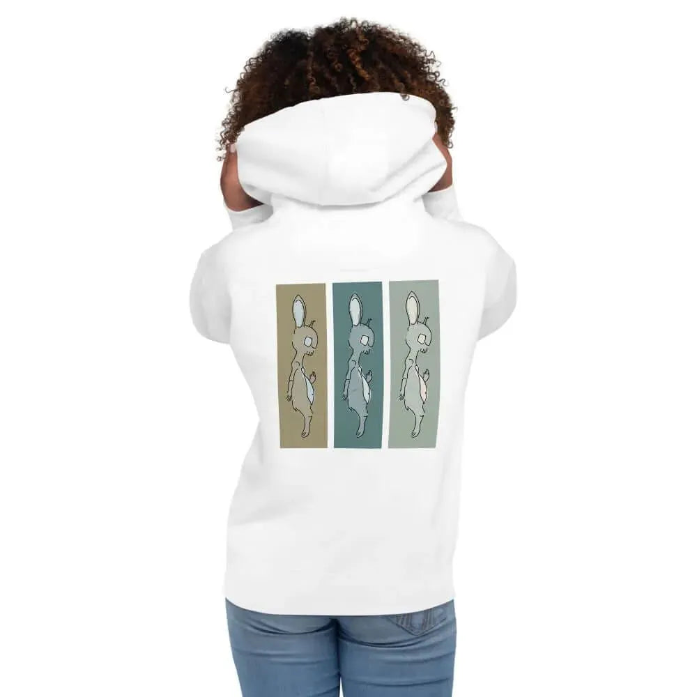 Death Bunny Unisex Graphic Hoodie sweatshirt Humor Halloween triptych art Rebel Girl Rampage