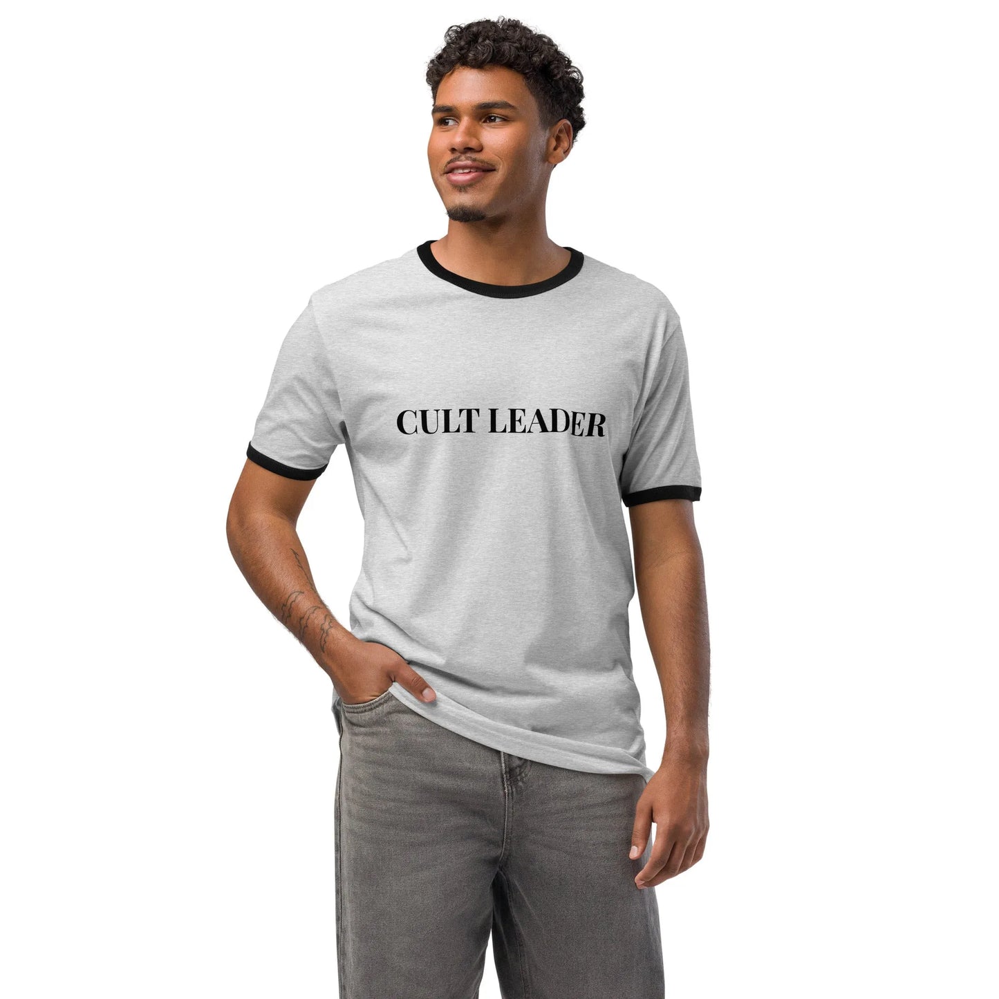 Cult Leader sassy, confident, witchy grey and black ringer t shirt, Rebel Girl Rampage