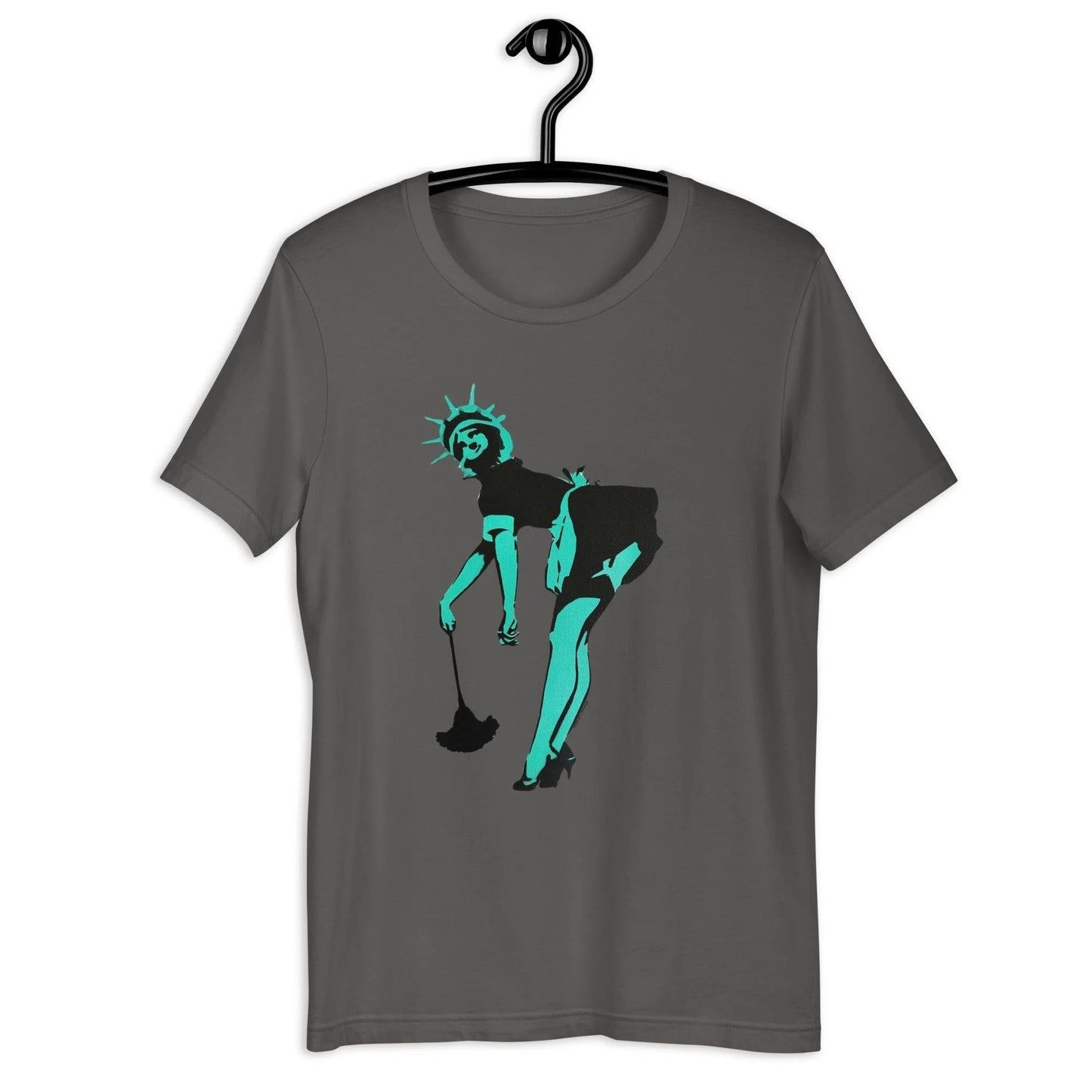 Lady Statue of Liberty as a french maid stencil graffiti art america Unisex T-Shirt Rebel Girl Rampage