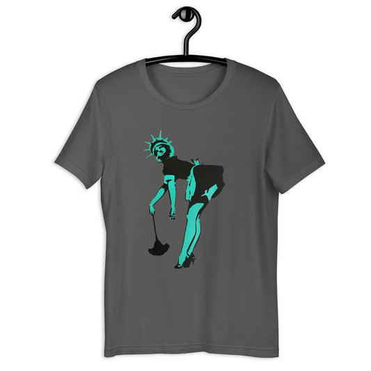 Lady Statue of Liberty as a french maid stencil graffiti art america Unisex T-Shirt Rebel Girl Rampage