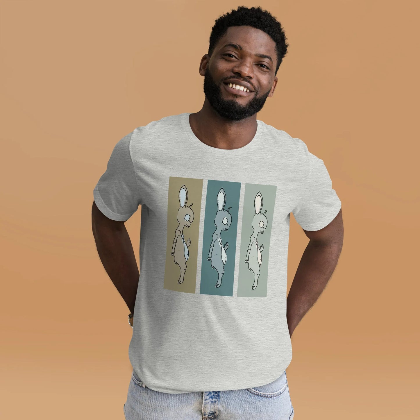 Death Bunny Unisex T-Shirt, Middle Finger Graphic Tee, Triptych graffiti art, streetwear, Rebel Girl Rampage