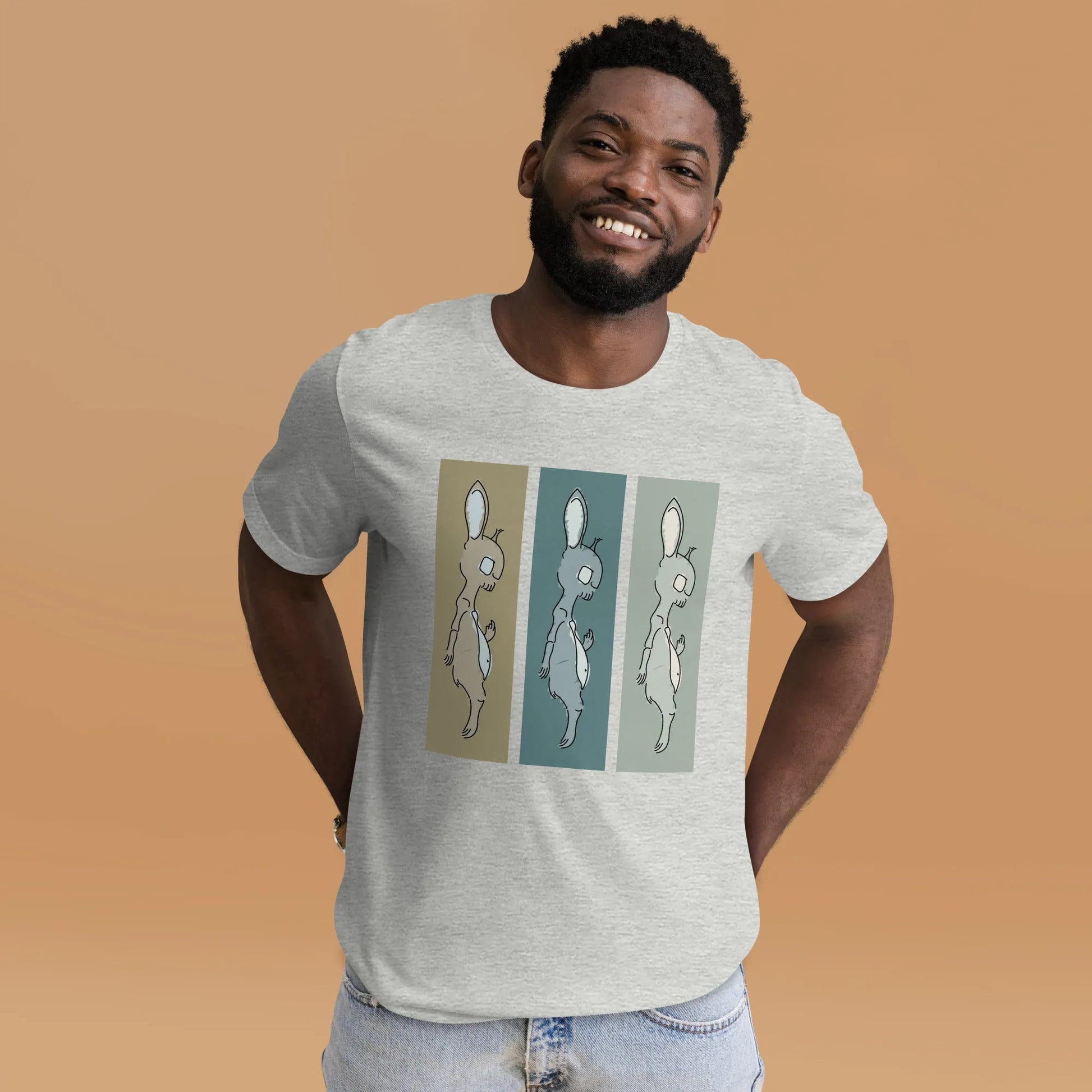 Death Bunny Unisex T-Shirt, Middle Finger Graphic Tee, Triptych graffiti art, streetwear, Rebel Girl Rampage