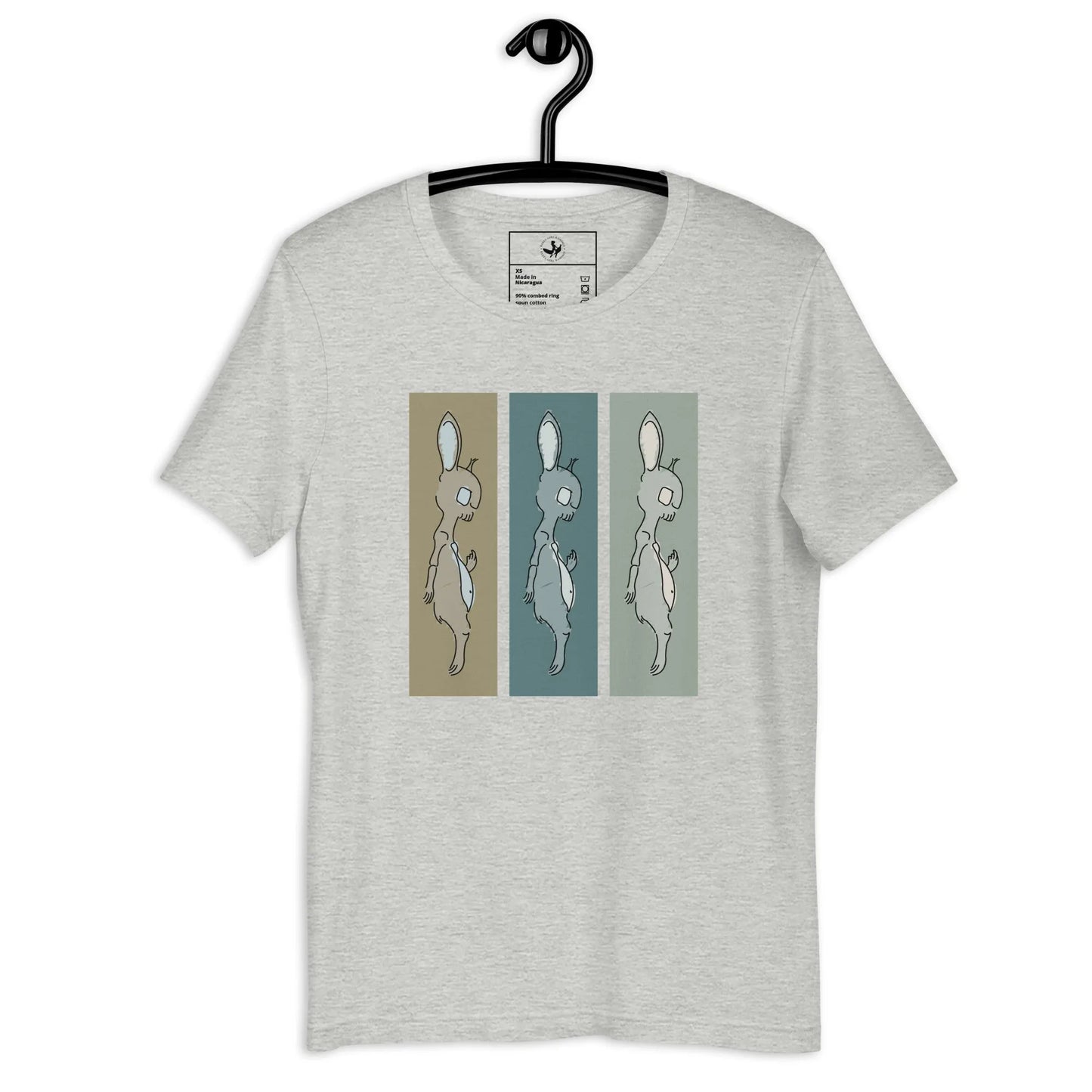 Death Bunny Unisex T-Shirt, Middle Finger Graphic Tee, Triptych graffiti art, streetwear, Rebel Girl Rampage