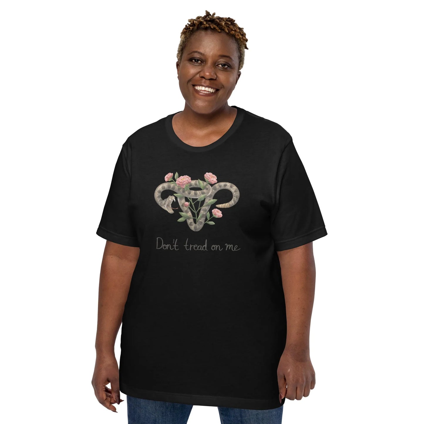 Don’t Tread on Me Uterus with Flowers Unisex T-Shirt, Rebel Girl Rampage, T-Shirts, Shirts & Tops, Allison Wong, DTOM