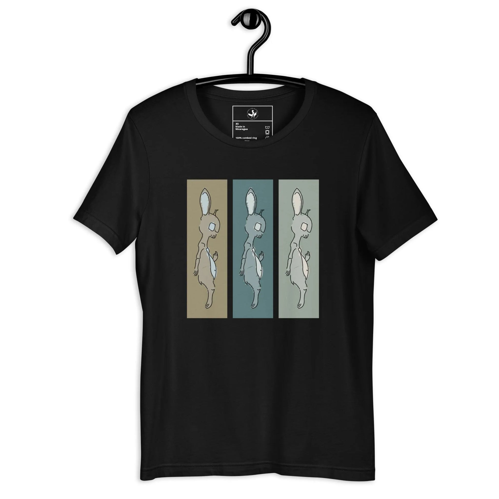 Death Bunny Unisex T-Shirt, Middle Finger Graphic Tee, Triptych graffiti art, streetwear, Rebel Girl Rampage