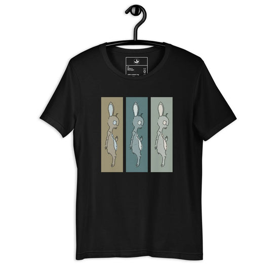 Death Bunny Unisex T-Shirt, Middle Finger Graphic Tee, Triptych graffiti art, streetwear, Rebel Girl Rampage