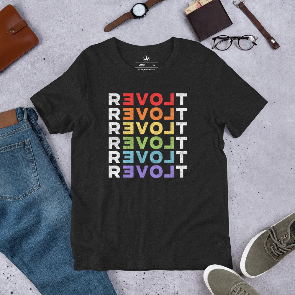 rEVOLt Rainbow Pride Unisex T-Shirt, LGBTQ Love, Rebel GIrl Rampage
