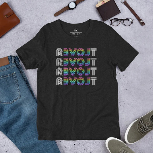 rEVOLt Rainbow Disco Unisex T-Shirt, LGBTQ, Pride, Anne Lesniak, Rebel Girl Rampage