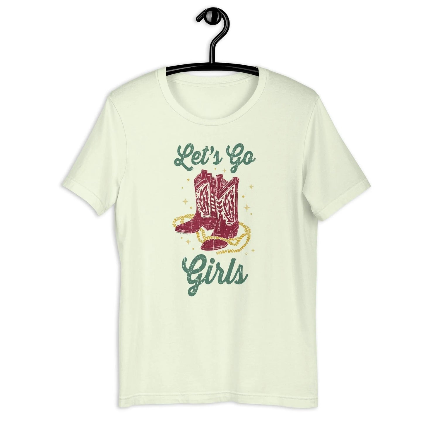 Let’s Go Girls Cowgirl Boot’s unisex western art texas t-shirt Rebel Girl Rampage