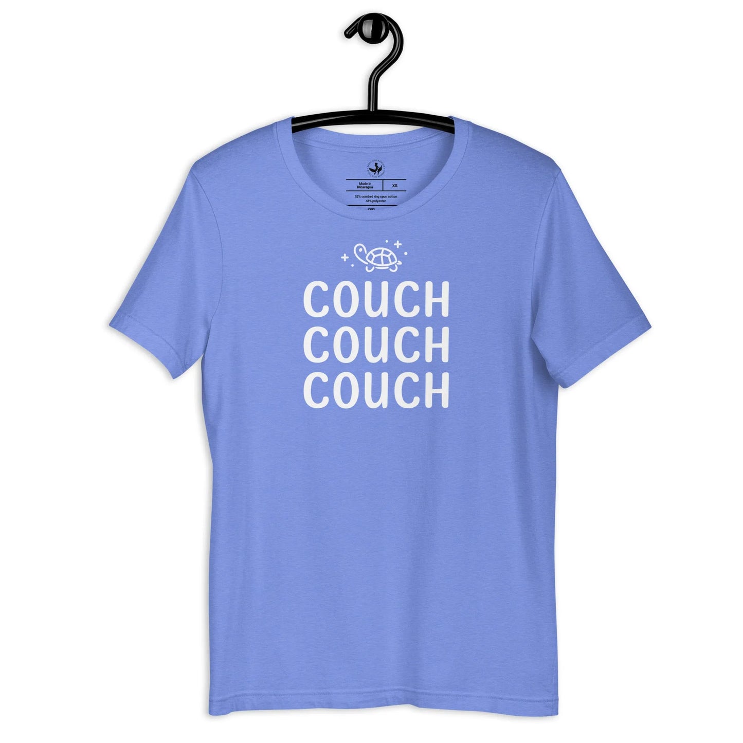 COUCH COUCH COUCH Unisex Sky Blue T Shirt with a cute Kpop sparkly turtle graphic on the front, Rebel Girl Rampage, Demon Hunters