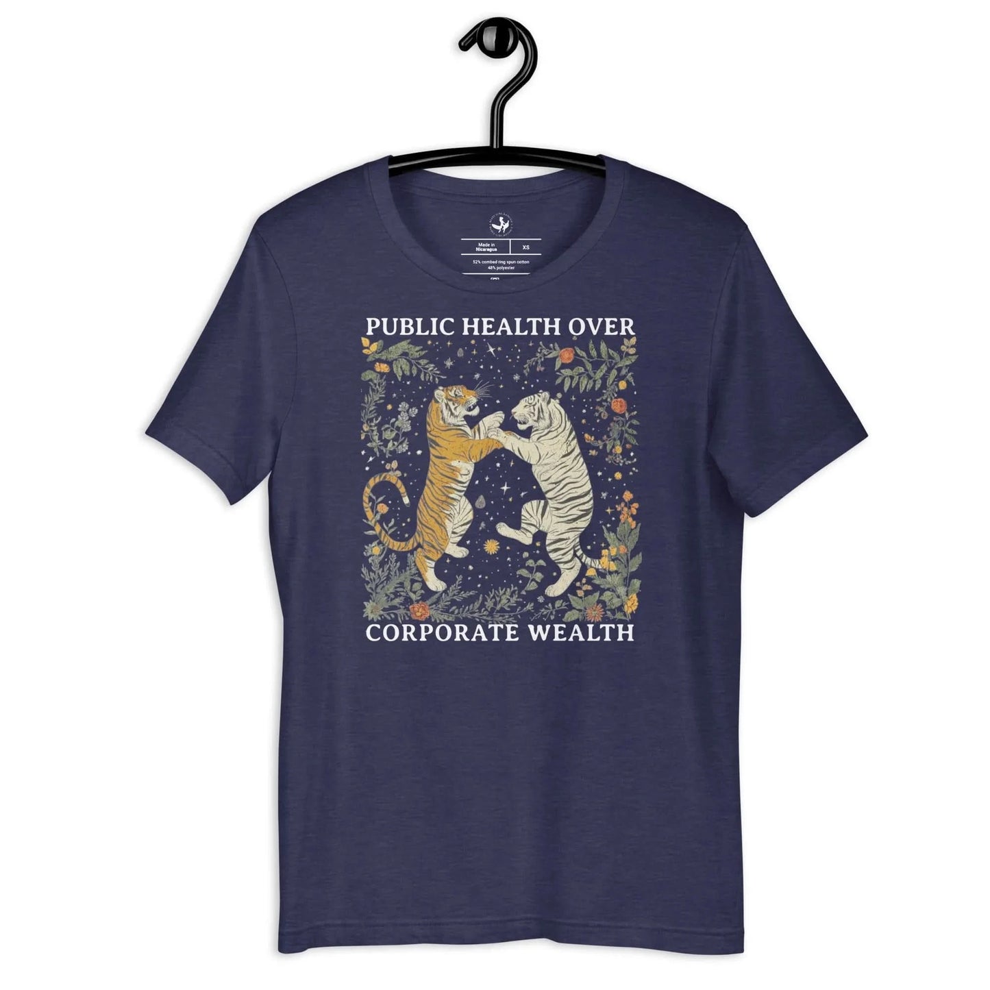 Public Health Over Corporate Wealth Unisex T-Shirt, People over profits, Tigers, whimsical, Rebel Girl Rampage