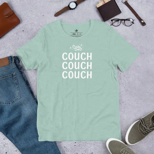 COUCH COUCH COUCH Unisex Sage T Shirt with a cute Kpop sparkly turtle graphic on the front, Rebel Girl Rampage, Demon Hunters