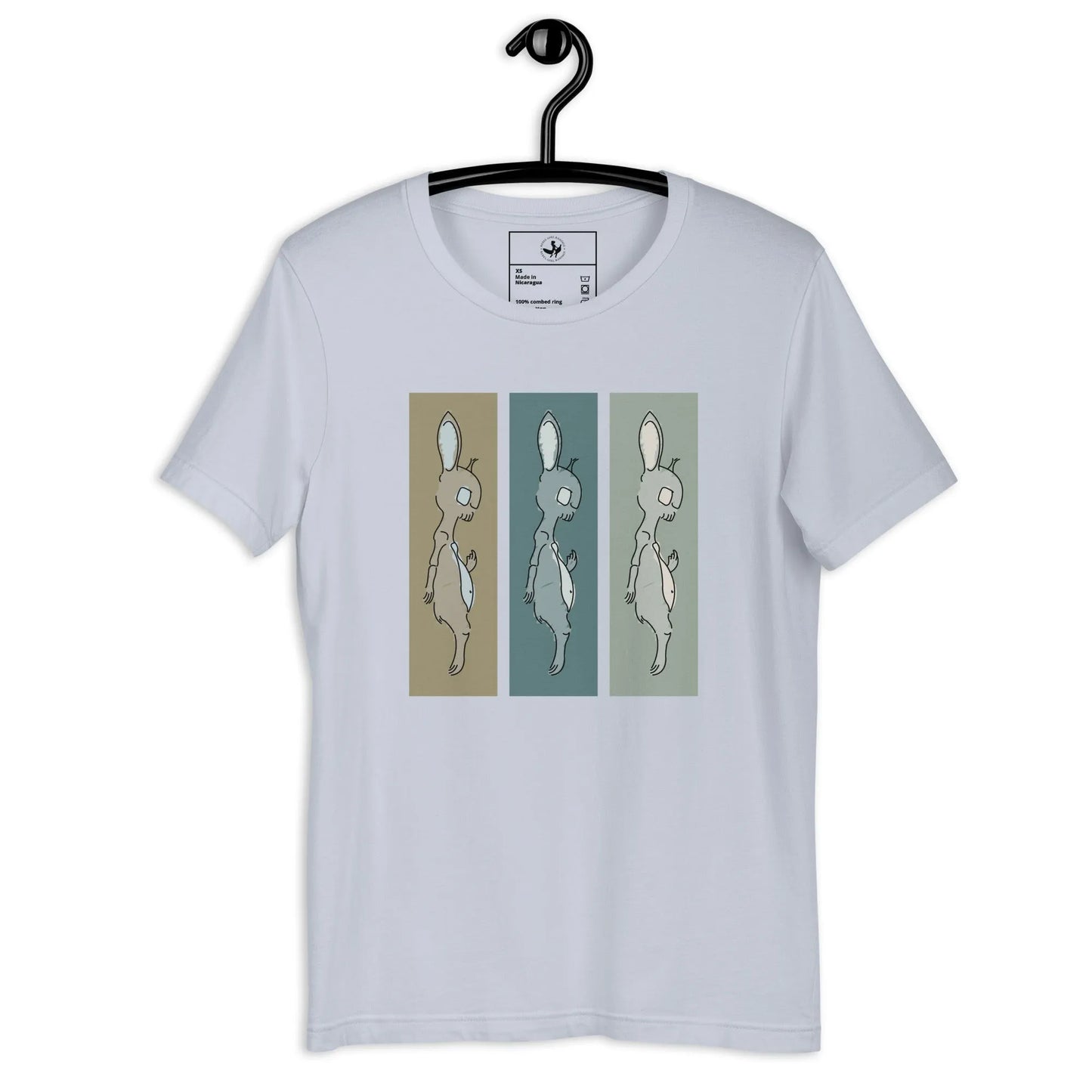 Death Bunny Unisex T-Shirt, Middle Finger Graphic Tee, Triptych graffiti art, streetwear, Rebel Girl Rampage