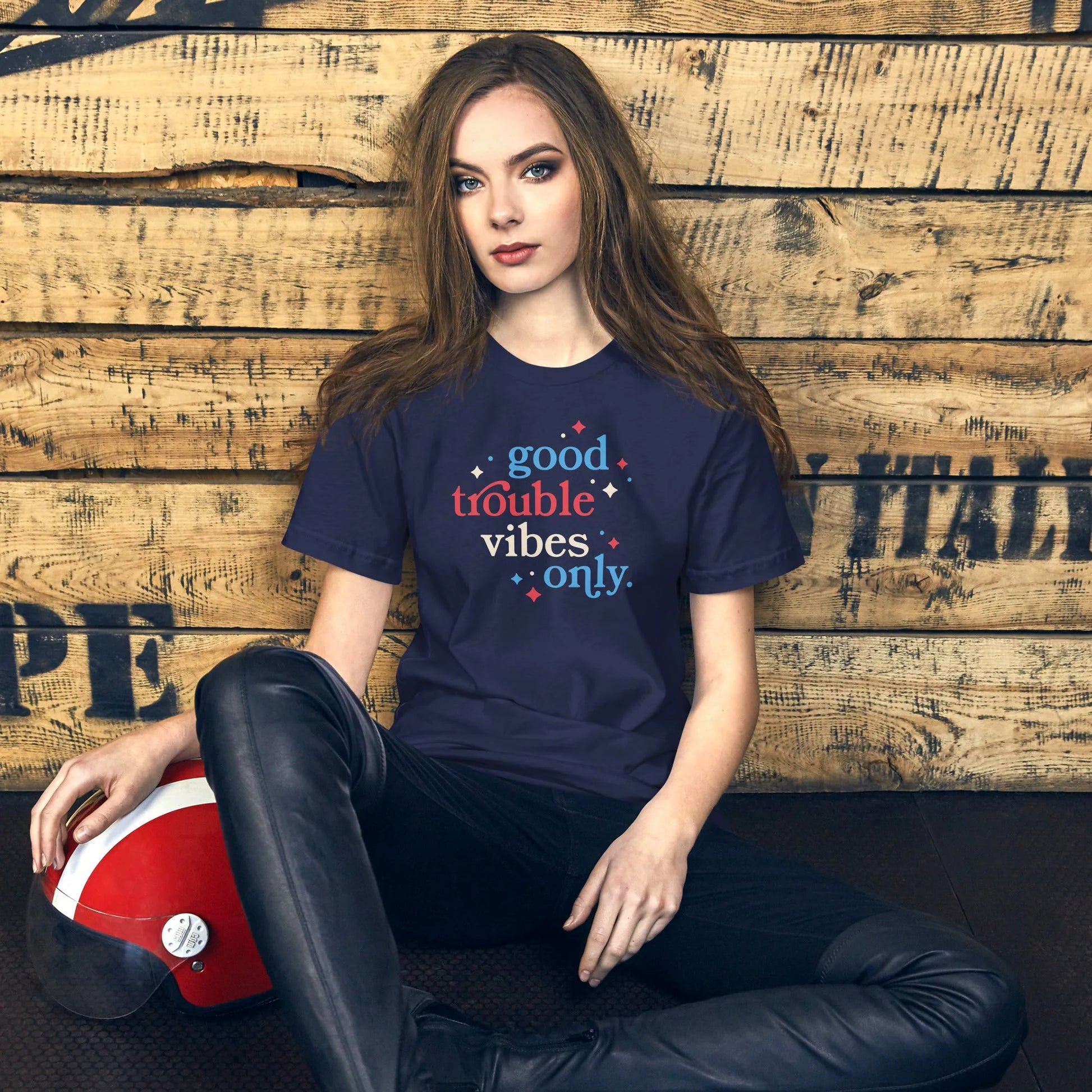 Good Trouble Vibes Only Insex T-Shirt, John Lewis, Anne lesniak, Rebel Girl Rampage