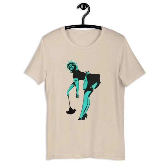 Lady Statue of Liberty as a french maid stencil graffiti art america Unisex T-Shirt Rebel Girl Rampage