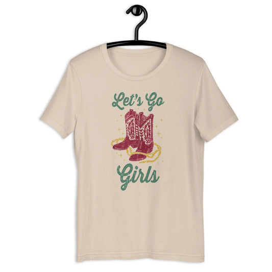 Let’s Go Girls Cowgirl Boot’s unisex western art texas t-shirt Rebel Girl Rampage
