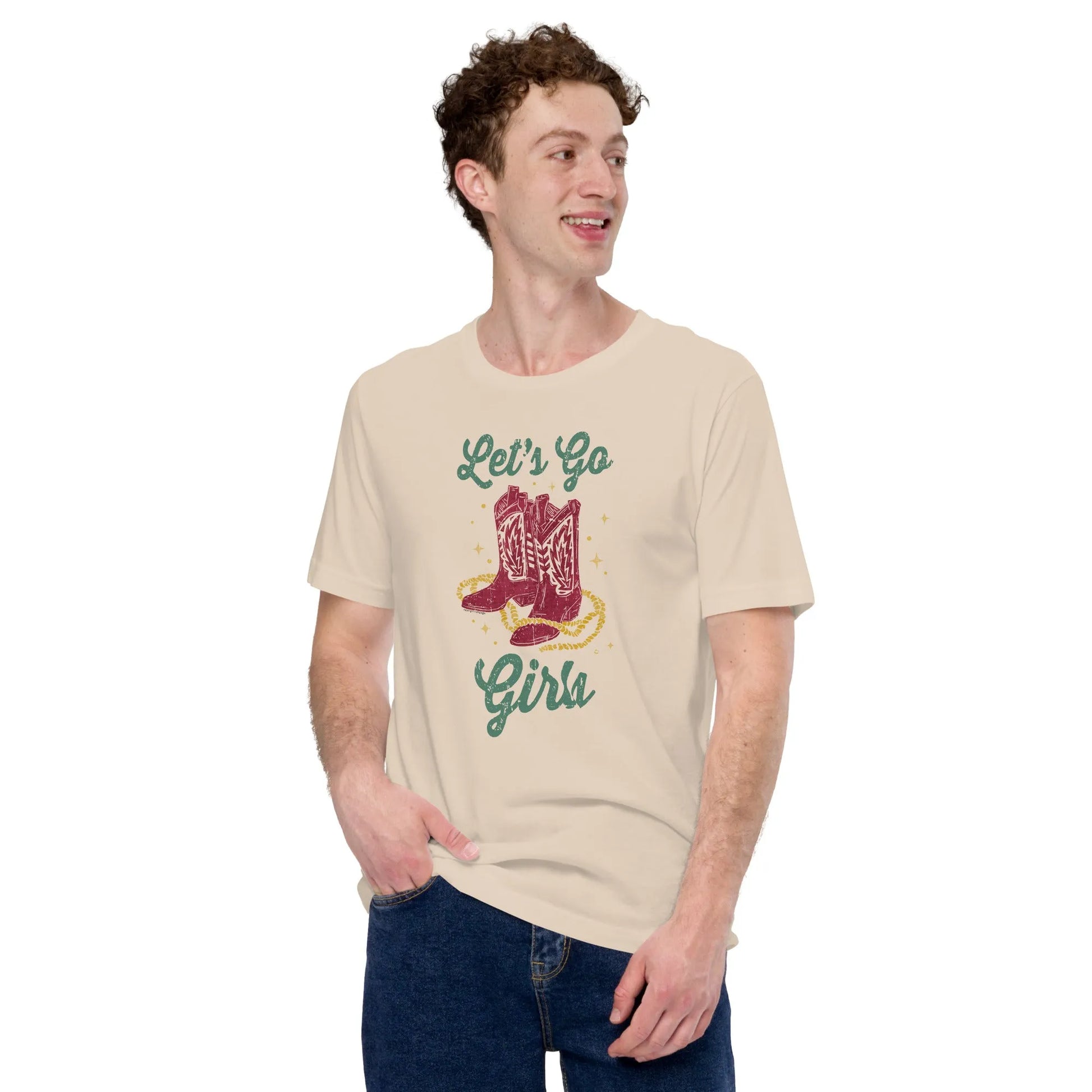 Let’s Go Girls Cowgirl Boot’s unisex western art texas t-shirt Rebel Girl Rampage