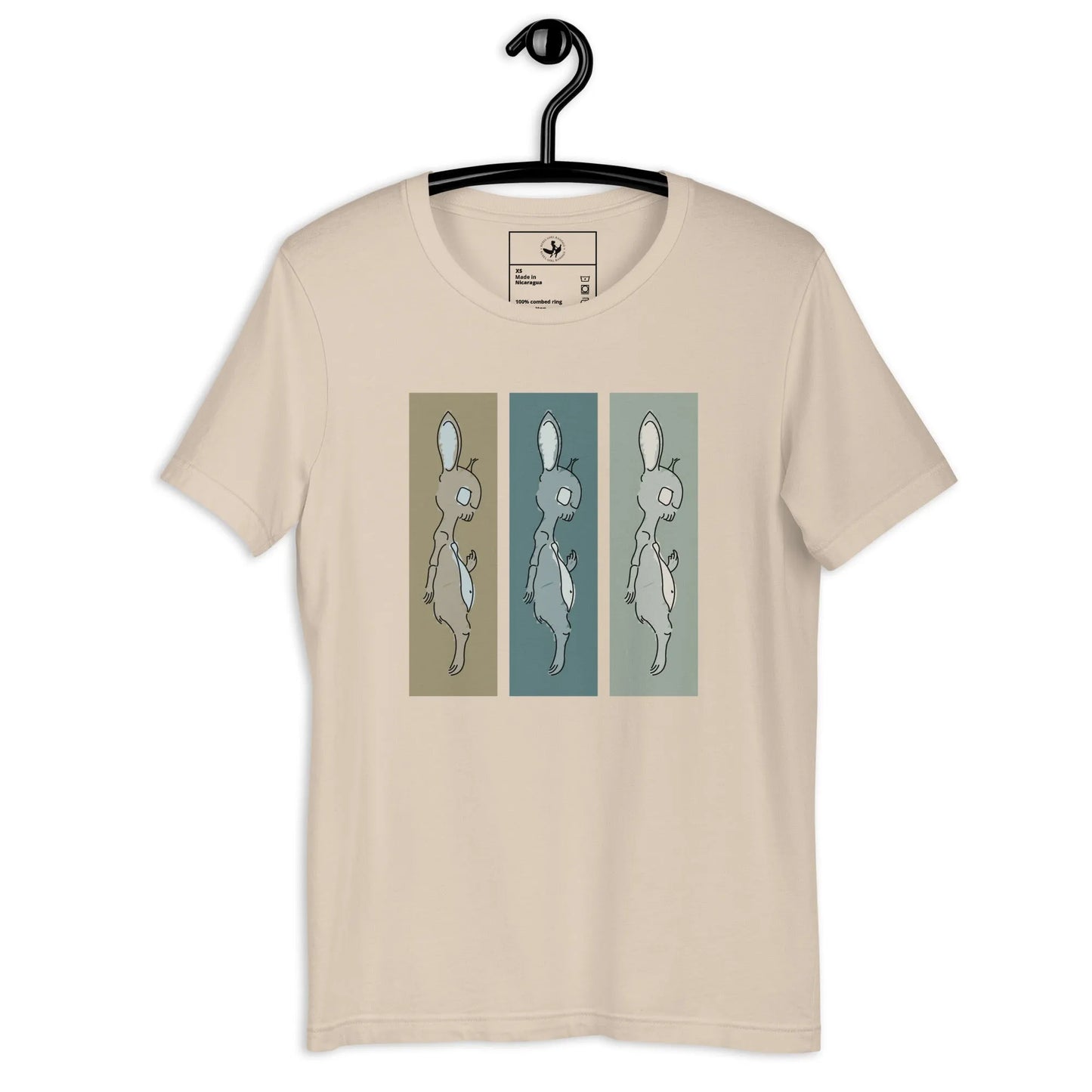 Death Bunny Unisex T-Shirt, Middle Finger Graphic Tee, Triptych graffiti art, streetwear, Rebel Girl Rampage
