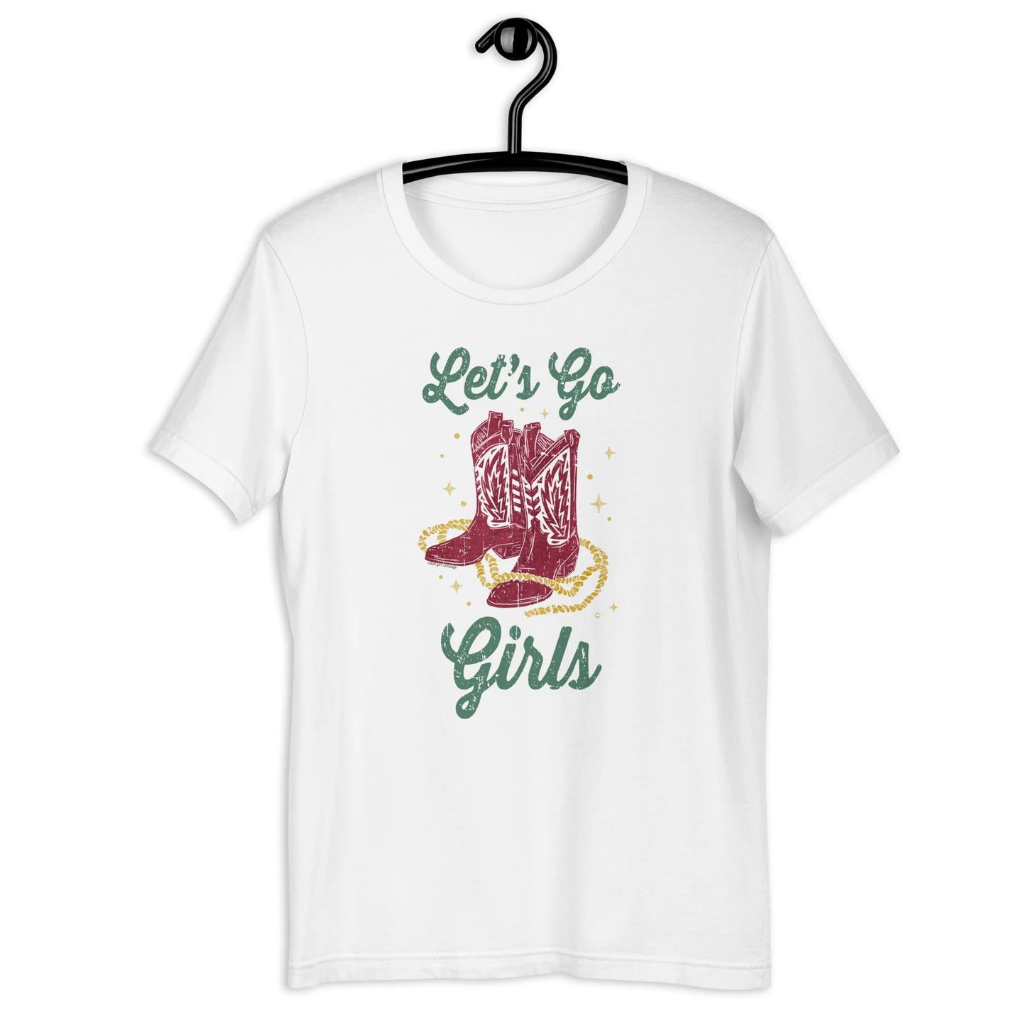 Let’s Go Girls Cowgirl Boot’s unisex western art texas t-shirt Rebel Girl Rampage