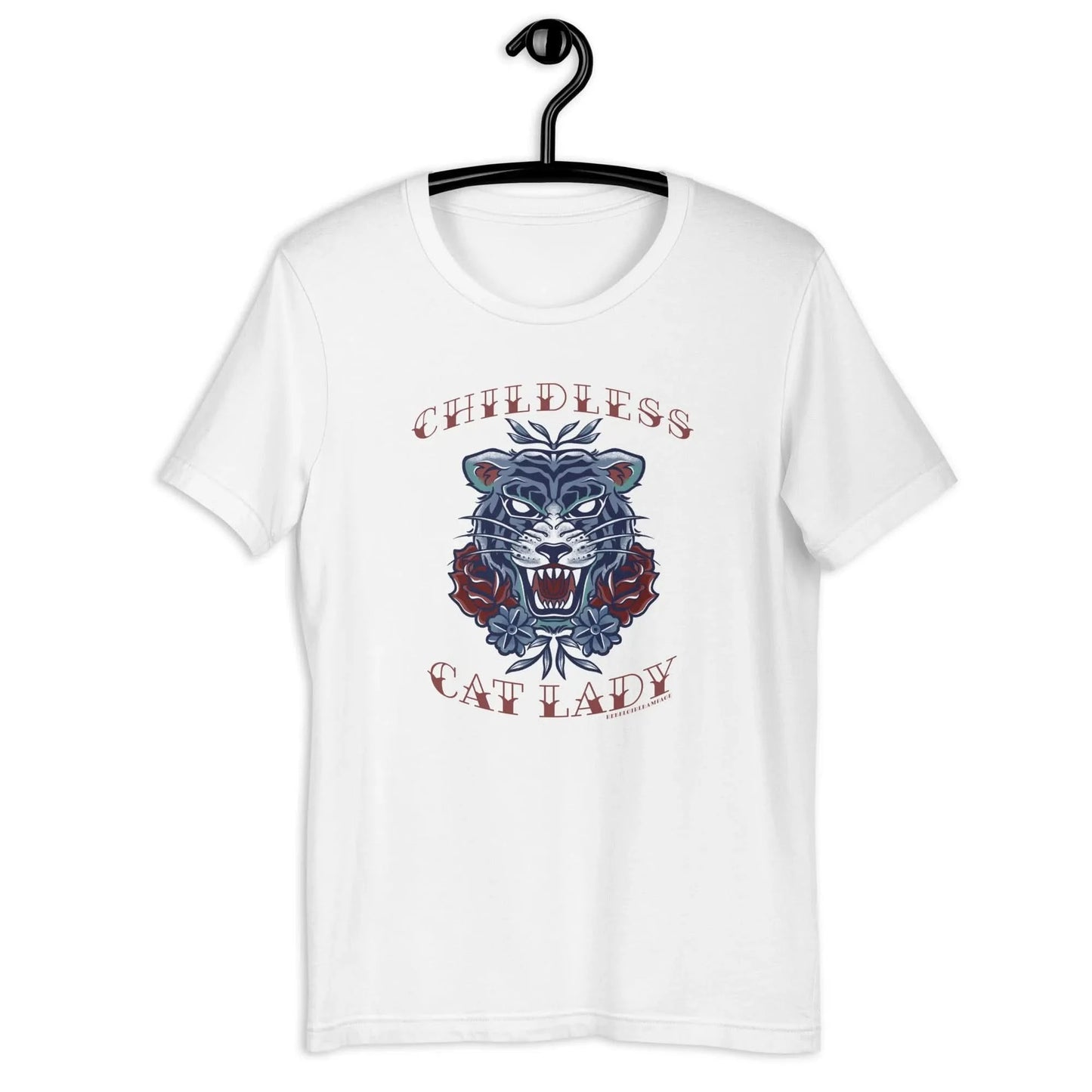 Childless Cat Lady Unisex T-Shirt, Kamala democrat, JD Vance, American Traditional Vintage Tattoo Tiger. Rebel Girl Rampage