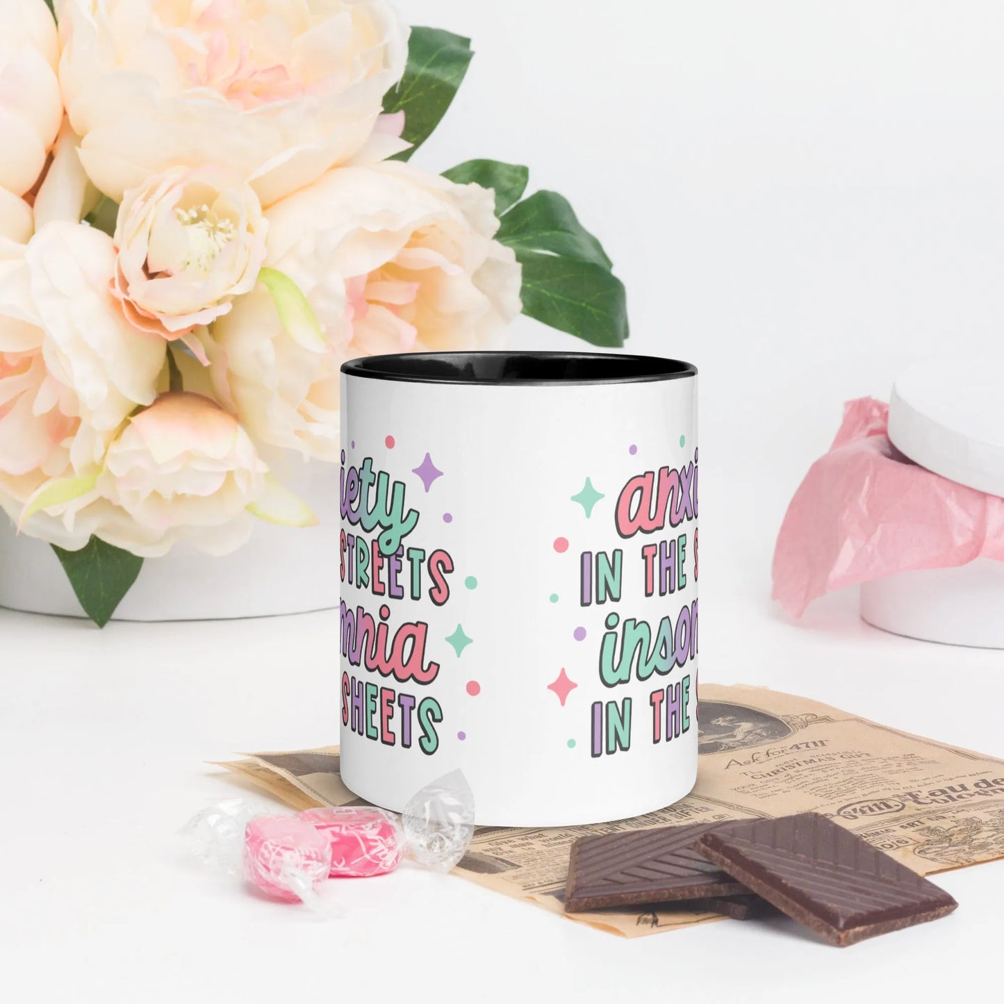 Anxiety In The Streets, Insomnia In The Sheets Ceramic Coffee Mug | Rebel Girl Rampage