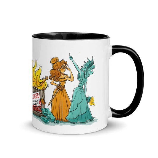 America is Closed Ceramic Coffee Mug  Statue of Liberty giving the Middle Finger Rebel Girl Rampage