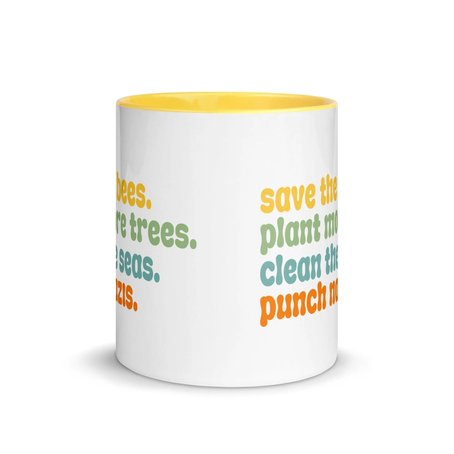 Bees, Trees & Seas Puch Nazis Rhyme Ceramic Coffee Mug with color, Rebel Girl Rampage