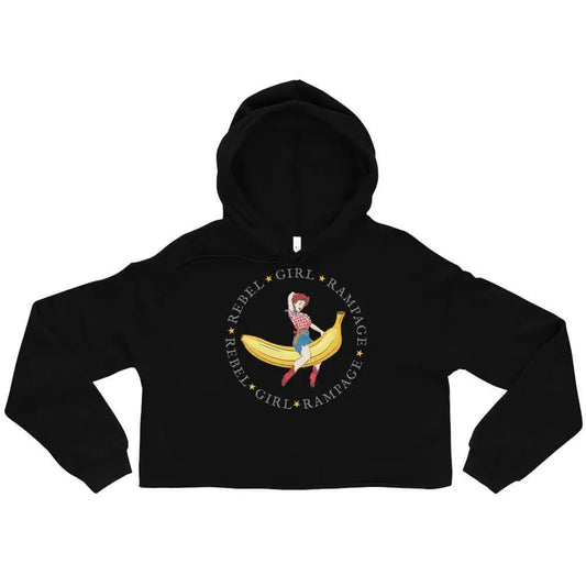 Vintage retro cute pinup cowgirl yehaw texas style girl power feminist giddy up repro rights trendy crop hoodie Rebel Girl Rampage