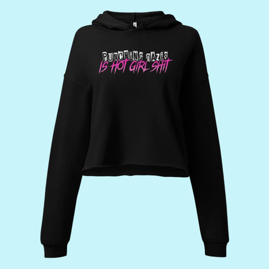 Punching Nazis is Hot Girl Shit, Hot Girl Ish Cropped Hoodie, Antiracist, Antifascist, 1980s Throwback, Rebel Girl Rampage