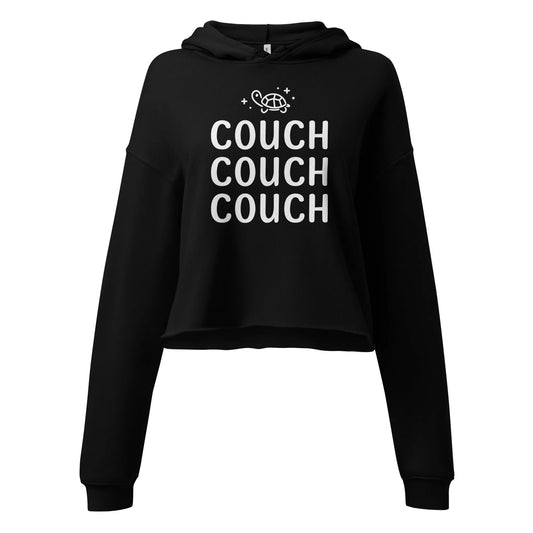 COUCH COUCH COUCH Crop Black Hoodie with a cute Kpop sparkly turtle graphic on the front, Rebel Girl Rampage