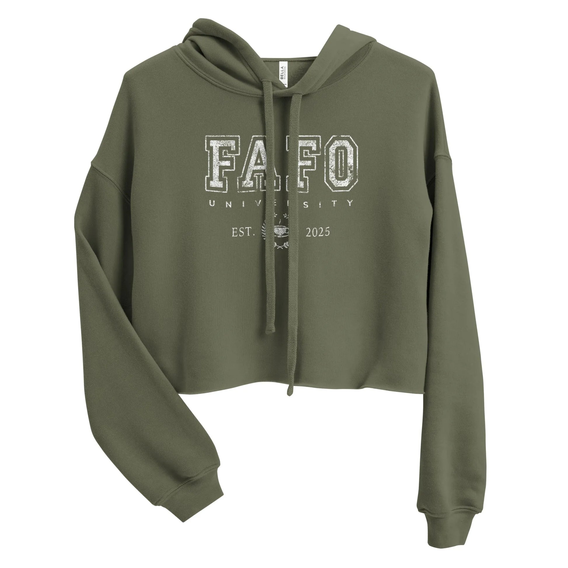 FAFO University Women’c Crop Hoodie,  Varsity College Top, Anne Lesniak, Rebel Girl Rampage