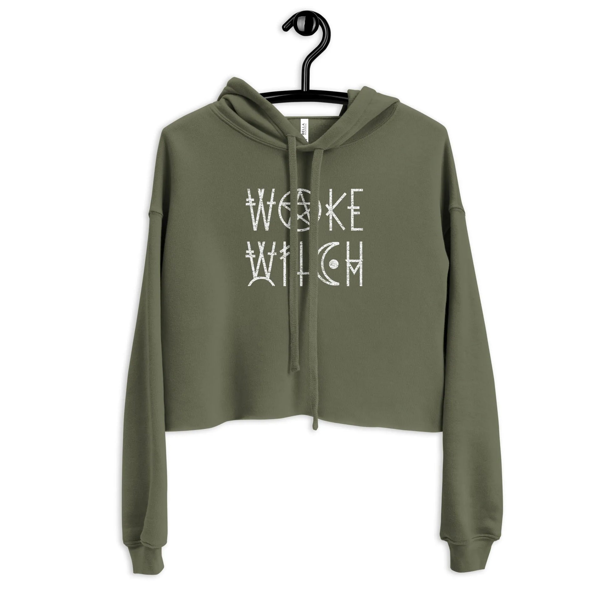 Woke Witch Women's Crop Hoodie, Divine Feminist magic, Pentagram, Rebel Girl Rampage