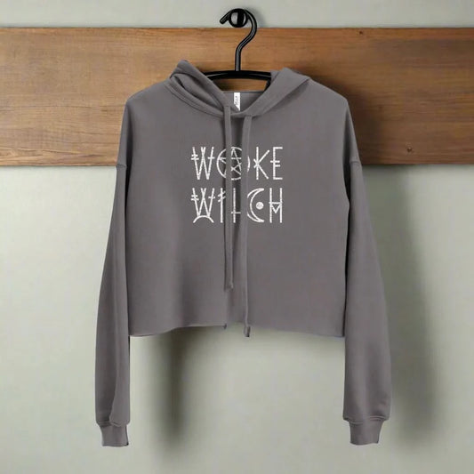 Woke Witch Women's Crop Hoodie, Divine Feminist magic, Pentagram, Rebel Girl Rampage