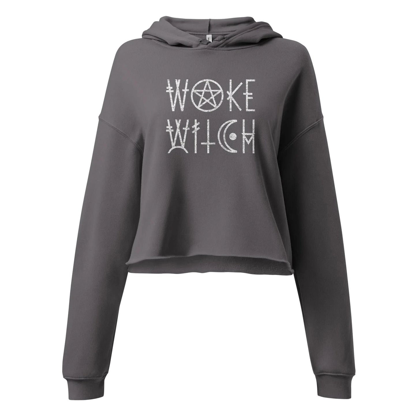 Woke Witch Women's Crop Hoodie, Divine Feminist magic, Pentagram, Rebel Girl Rampage