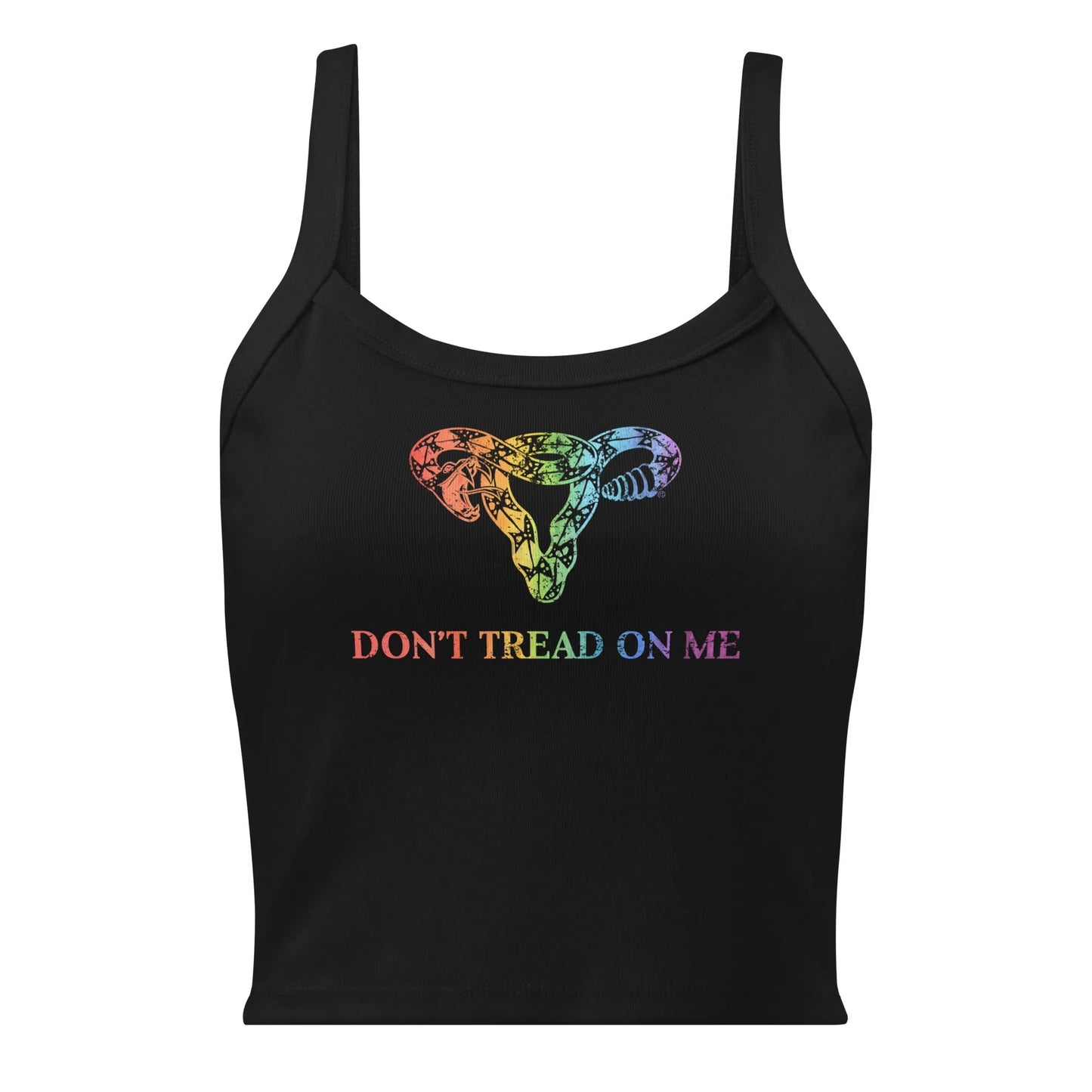 Don’t Tread On Me Rainbow Uterus Micro Rib Crop Tank Top, Pride, LGBTQ, Equality, Anne Lesniak, Rebel Girl Rampage