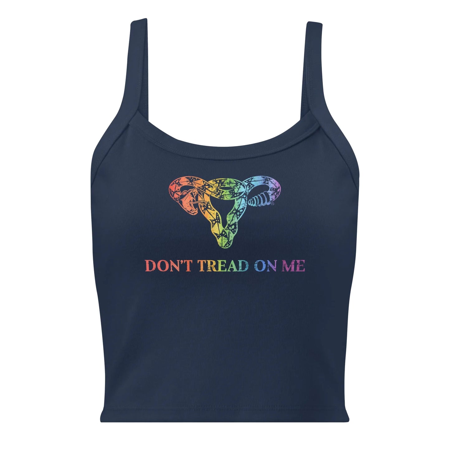Don’t Tread On Me Rainbow Uterus Micro Rib Crop Tank Top, Pride, LGBTQ, Equality, Anne Lesniak, Rebel Girl Rampage