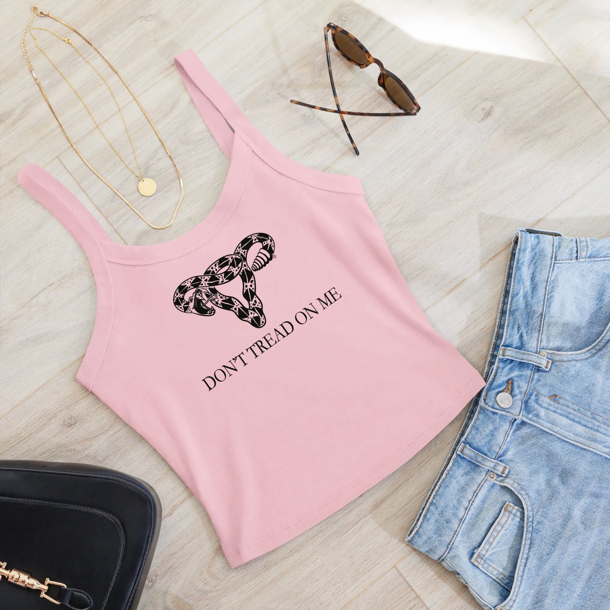Don’t Tread On Me Feminist Uterus Crop Micro Rib Tank Top, Pro Choice Gadsden, Women’s Abortion Rights, Anne Lesniak, Rebel Girl Rampage