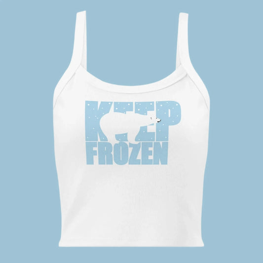 Keep Frozen Polar Bear Crop Micro Rib Tank Top. Climate Change, Nicole Bizzarro, Rebel Girl Rampage