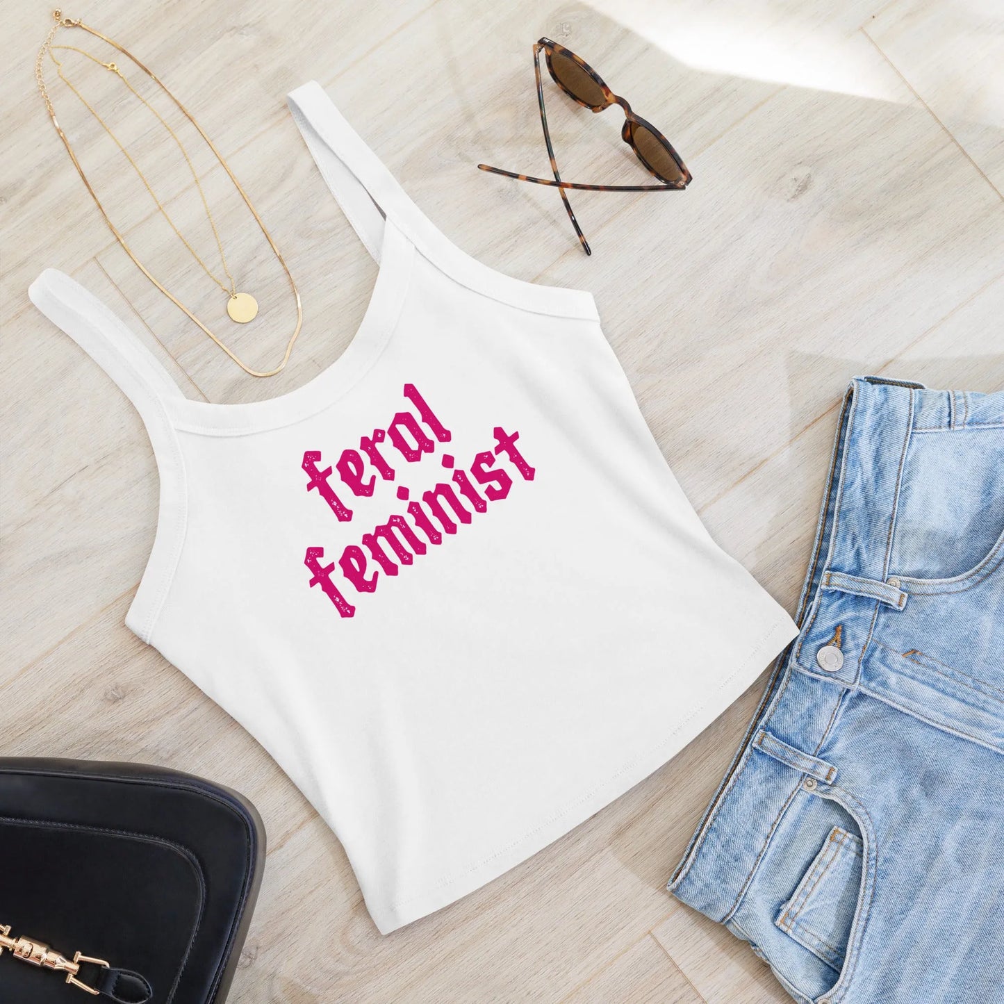 Feral Feminist Crop Tank Top, Girl Power, Rebel Girl Rampage