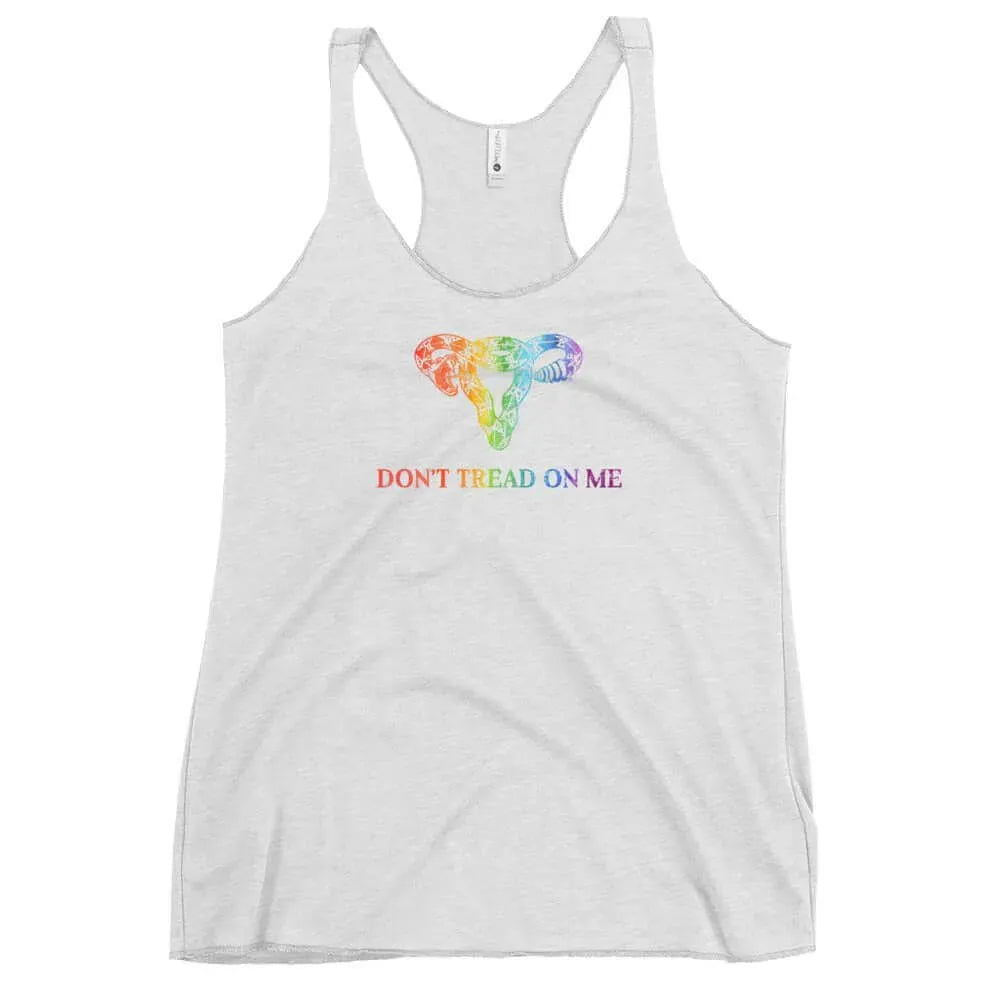 Don’t Tread On Me Rainbow Uterus Racerback Tank, Rebel Girl Rampage