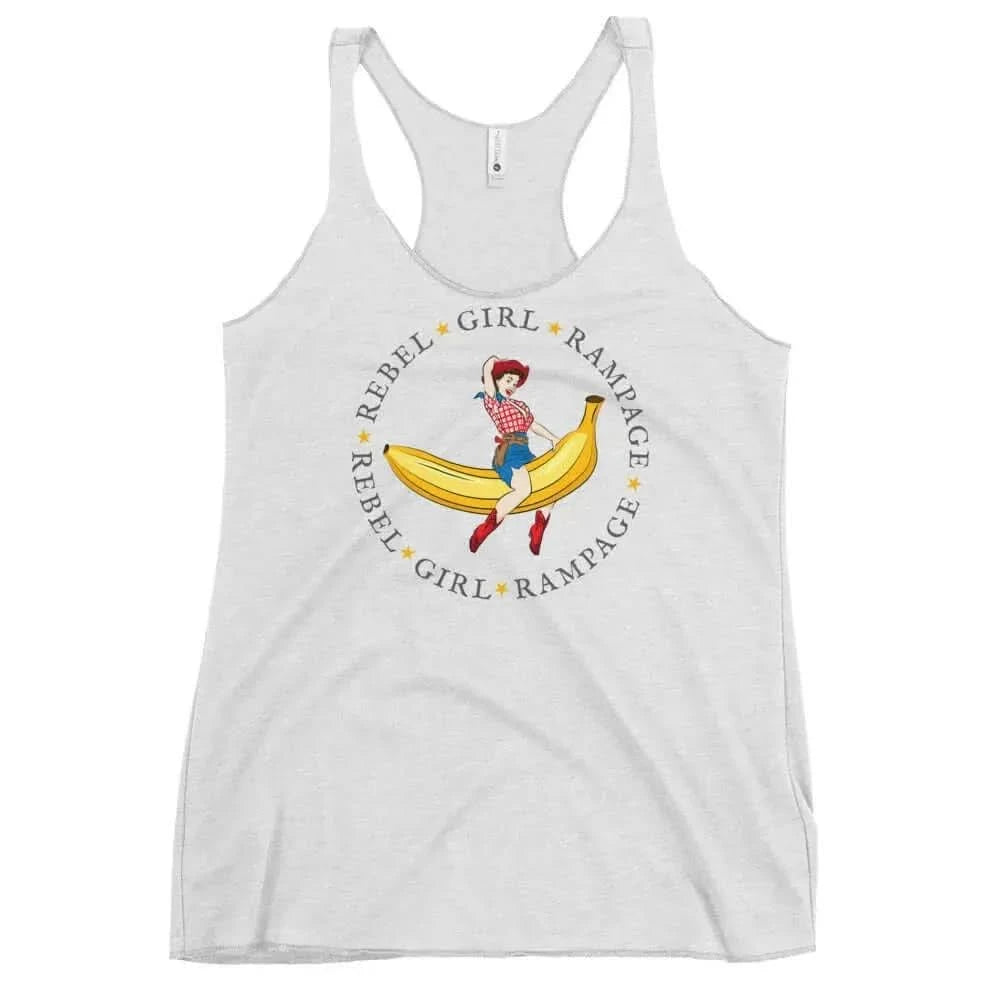 Rebel Girl Rampage Pinup Cowgirl Logo Racerback Tank Top, Vintage Retro Graphic