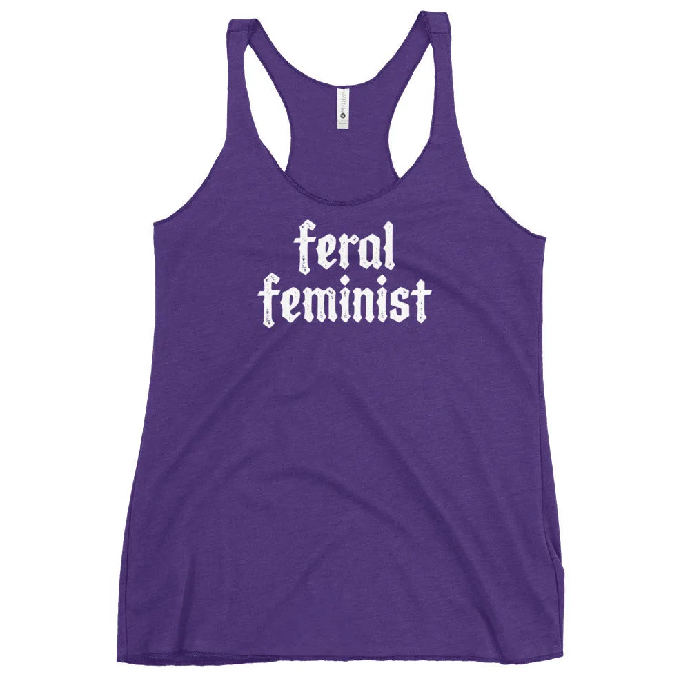 Feral Feminist Racerback Tank Top, Women empowerment, Gender Equity, Witchy, Rebel Girl Rampage