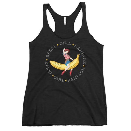 Rebel Girl Rampage Pinup Cowgirl Logo Racerback Tank Top, Vintage Retro Graphic