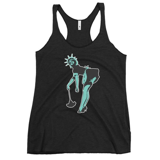 Lady Liberty Graffiti Stencil Art French Maid Amerikkka Racerback Tank Top Rebel Girl Rampage