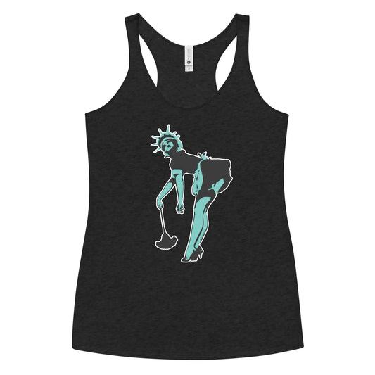 Lady Liberty Graffiti Stencil Art French Maid Amerikkka Racerback Tank Top Rebel Girl Rampage