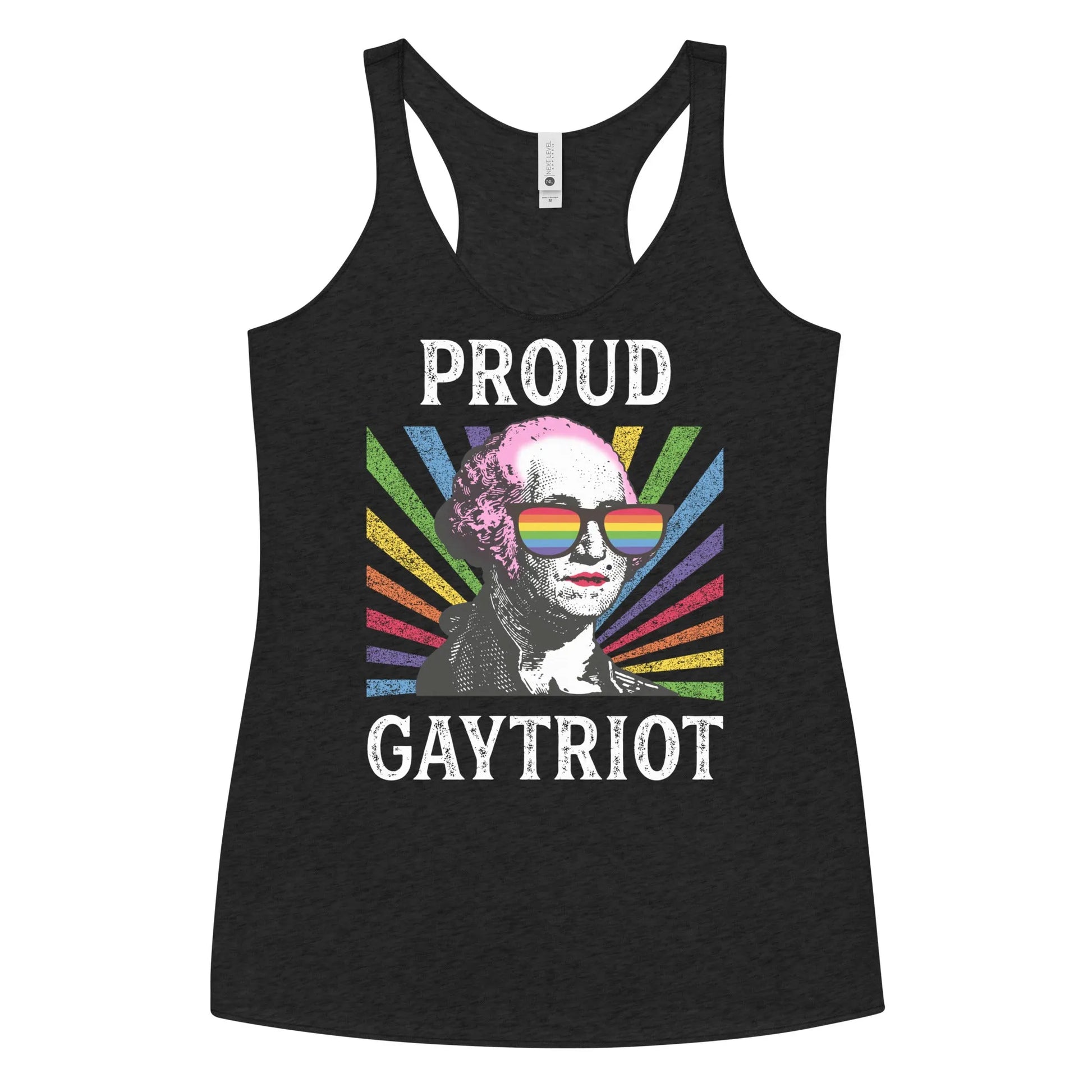 Gaytriot Women’s Racerback Tank Top, LGBTQ Pride, George Washington,  Patriotic Drag,  Rainbow, Rebel Girl Rampage