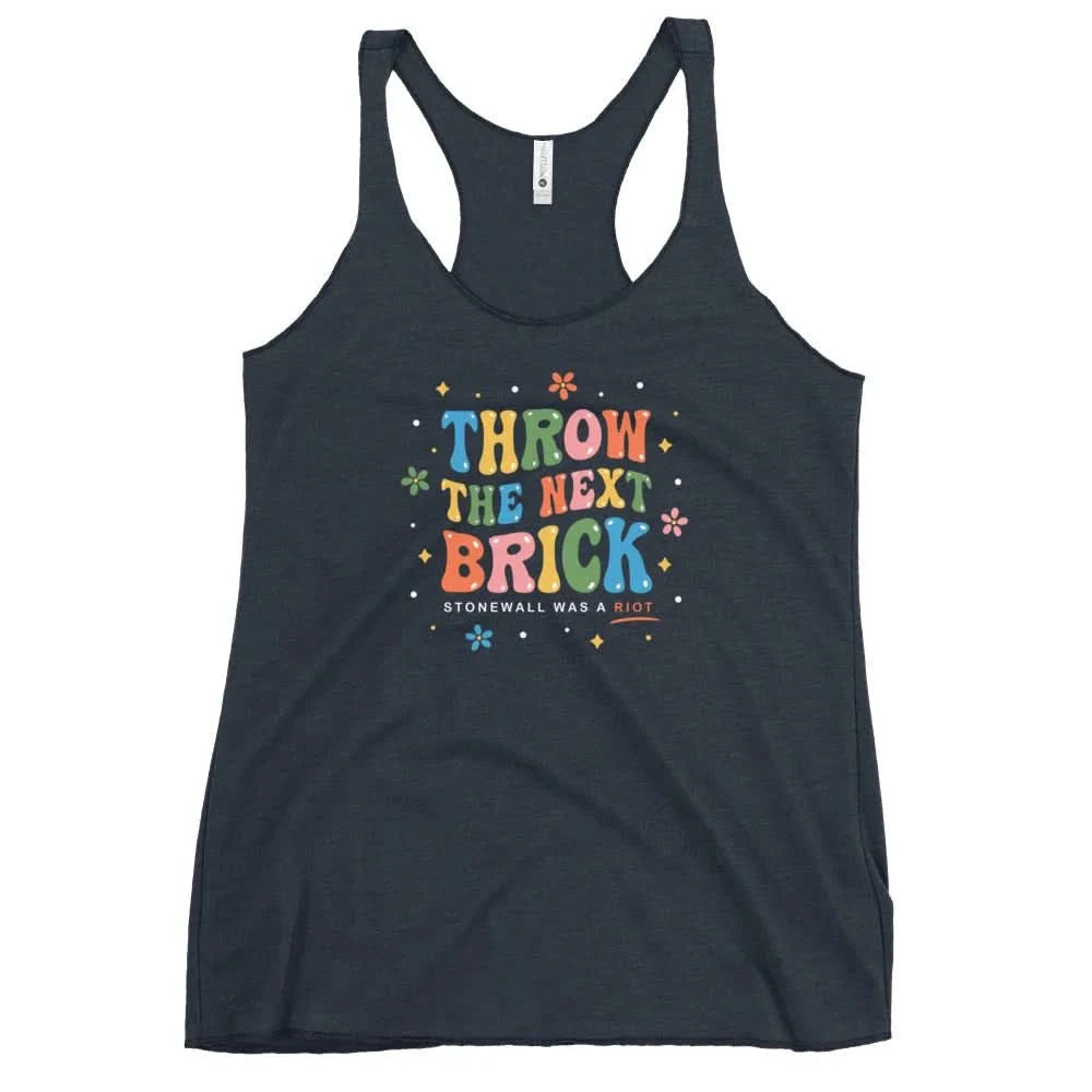 Throw the next brick, stonewall was a riot, flowers and sparkles tank top, gay rights, LGBTQ, acab, equal rights, Rebel Girl Rampage